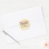 Sticker Rond Moderne Chic Fleurs Rayées (Enveloppe)