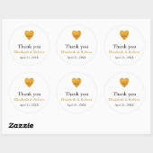Sticker Rond Moderne Chic Gold Foil Mariage Merci de coeur (Feuille)