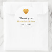 Sticker Rond Moderne Chic Gold Foil Mariage Merci de coeur (Sac)
