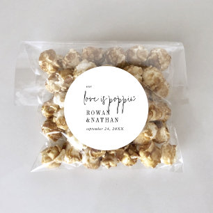 Sticker Rond Moderne Chic noir et blanc Notre amour est Poppin