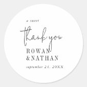 Sticker Rond Moderne Chic noir et blanc Un Merci sucré (Devant)
