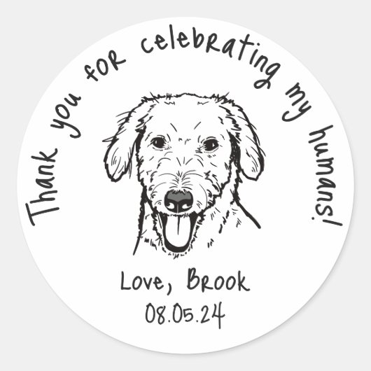 Sticker Rond Moderne Chic Personnalisé Funny Mariage d'animal d (Devant)