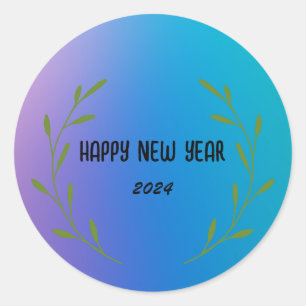 Sticker Rond Moderne Colorful floral dégradé Bonne année