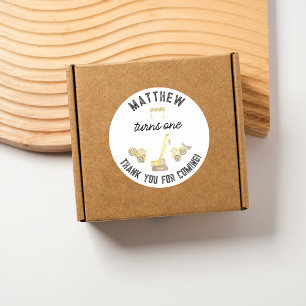 Sticker Rond Moderne Construction simple 1er Merci d'anniversai