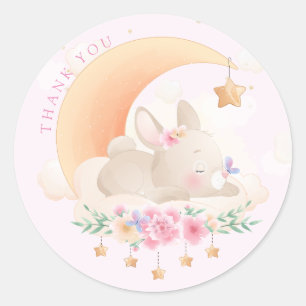 Sticker Rond Moderne Cute Aquarelle Bunny Baby shower Merci