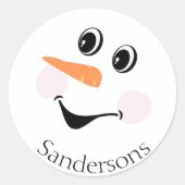 Sticker Rond Moderne Cute Custom Snowman visage Winter Party (Devant)