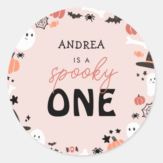Sticker Rond Moderne Cute Éffrayant Un Halloween Premier Annive (Devant)