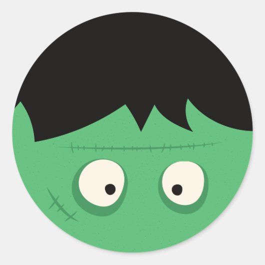 Sticker Rond Moderne Cute Frankenstein Monster Halloween (Devant)