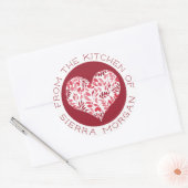 Sticker Rond Moderne De La Cuisine De Soins Coeurs Botaniques (Enveloppe)