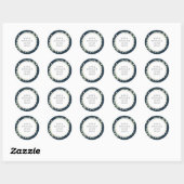 Sticker Rond Moderne Deep Sea Blue Aquarelle Mariage vert (Feuille)
