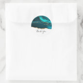 Sticker Rond Moderne Design Turquoise Agate & Gold Ribbon sur B (Sac)
