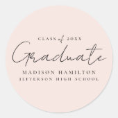 Sticker Rond Moderne écriture manuscrite de script Blush Gradua (Devant)
