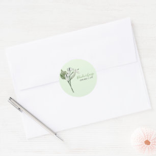 Sticker Rond Moderne Elégant blanc Calla Lilies Mariage