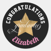 Sticker Rond Moderne Élégant Félicitations Monogramme Graduatio (Devant)