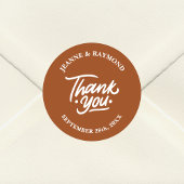 Sticker Rond Moderne élégant Merci en terre cuite de mariage Fa