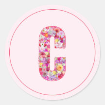 Moderne Élégant Monogramme Floral Rose Lettre C