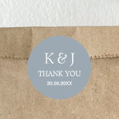 Sticker Rond Moderne Élégant Monogramme Merci Mariage Faveur