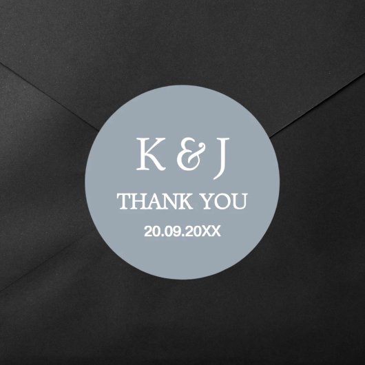 Sticker Rond Moderne Élégant Monogramme Merci Mariage Faveur