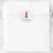 Sticker Rond Moderne élégant rose d'ananas argent (Sac)