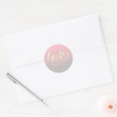 Sticker Rond Moderne élégant rose gris & or lashes (Enveloppe)