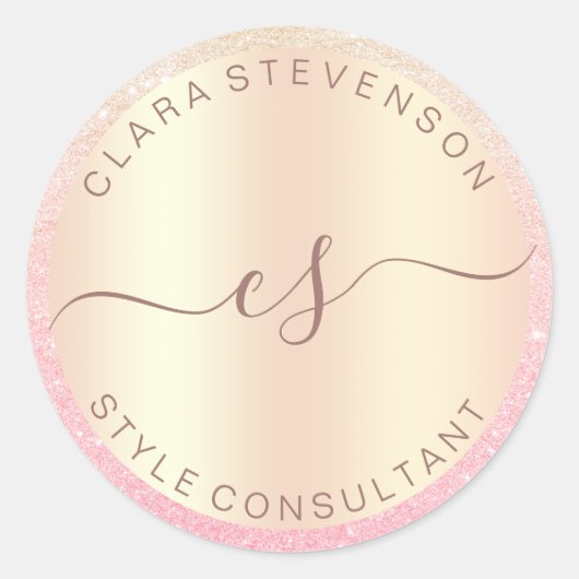 Sticker Rond Moderne élégant rose style parties scintillant d'o (Devant)