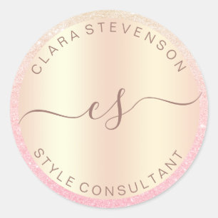 Sticker Rond Moderne élégant rose style parties scintillant d'o