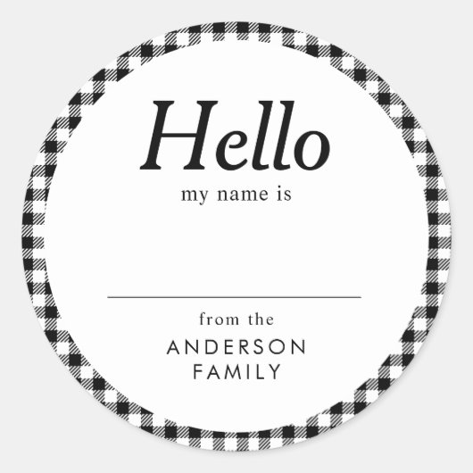 Sticker Rond Moderne Élégant Simple Nom de réunion de famille (Devant)