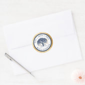 Sticker Rond Moderne Elegant Willow Tree Marine Blue Gold Maria (Enveloppe)