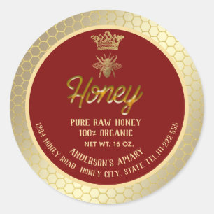 Sticker Rond Moderne élégante couronne d'abeille en or combe de