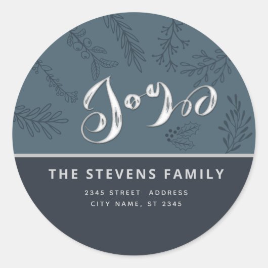 Sticker Rond Moderne élégante écriture joie hiver botanique cla (Devant)