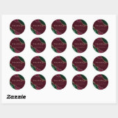 Sticker Rond Moderne Emerald Green Gold Agate Mariage Bourgogne (Feuille)