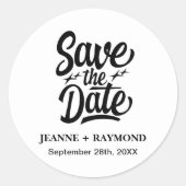 Sticker Rond Moderne Enregistrer La Date Faire-part De Mariage  (Devant)