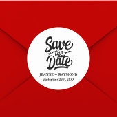 Sticker Rond Moderne Enregistrer La Date Faire-part De Mariage 