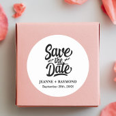 Sticker Rond Moderne Enregistrer La Date Faire-part De Mariage 