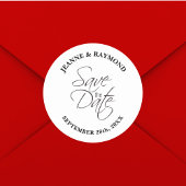 Sticker Rond Moderne Enregistrer le Faire-part Date Mariage Per