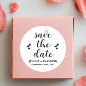 Sticker Rond Moderne Enregistrer le Faire-part Mariage Date