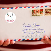 Sticker Rond Moderne et drôle Santas aide rennes sur blanc