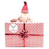 Sticker Rond Moderne et drôle Santas aide rennes sur blanc