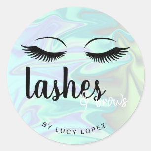 Sticker Rond Moderne et élégant holographique cils & sourcils