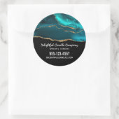 Sticker Rond Moderne et élégant Turquoise Agate & Gold Ribbon B (Sac)