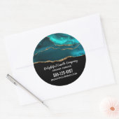 Sticker Rond Moderne et élégant Turquoise Agate & Gold Ribbon B (Enveloppe)