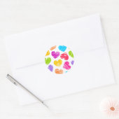 Sticker Rond Moderne et Fille Vibrant Doodled Hearts Motif (Enveloppe)