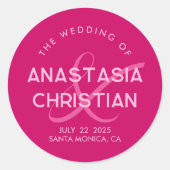 Sticker Rond Moderne et Gras Mariage Magenta (Devant)