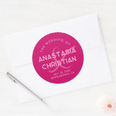 Sticker Rond Moderne et Gras Mariage Magenta (Enveloppe)