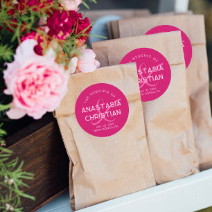 Sticker Rond Moderne et Gras Mariage Magenta