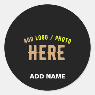 STICKER ROND MODERNE ET MODERNE PERSONNALISABLE NOIR VÉRIFIÉ