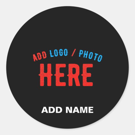 STICKER ROND MODERNE ET MODERNE PERSONNALISABLE NOIR VÉRIFIÉ (Devant)