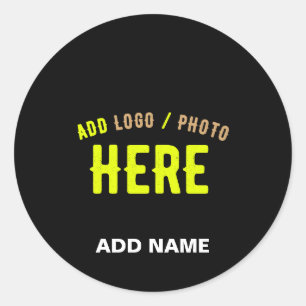 STICKER ROND MODERNE ET MODERNE PERSONNALISABLE NOIR VÉRIFIÉ