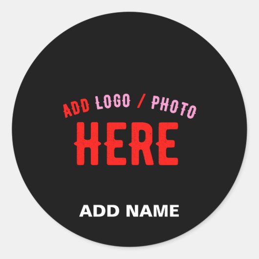 STICKER ROND MODERNE ET MODERNE PERSONNALISABLE NOIR VÉRIFIÉ (Devant)