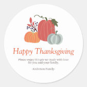 Sticker Rond Moderne et simple Citrouilles d'automne Thanksgivi (Devant)